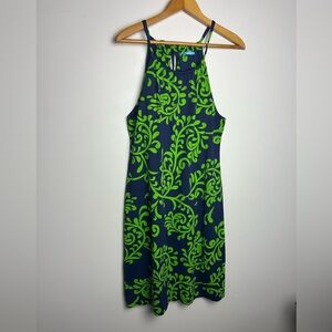 J.McLaughlin Floral Midi Dress Size S Sleeveless green-Navy blue Old money